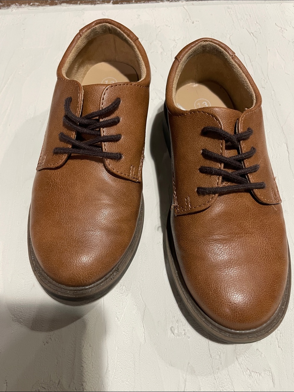 Cat & Jack Tan Brown Leather Derby Shoes